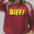 Vintage Comic Book Style Sound Effect Biff Raglan Sleeve Sweatshirt Heather Dust