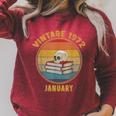 Vintage January 1972 Dark Academia Skull On Books Distressed Raglan Sleeve Sweatshirt Heather Dust Vintage January 1972 Dark Academia Skull On Books Distressed Raglan Sleeve Sweatshirt Heather Dust