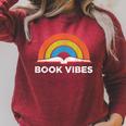 Vintage Retro Book Vibes Rainbow For Reading Lovers Raglan Sleeve Sweatshirt Heather Dust
