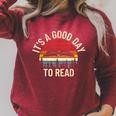 Vintage Retro It's a Good Day To Read Book Reading Lovers Raglan Sleeve Sweatshirt Heather Dust