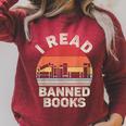 Vintage Retro I Read Banned Books Raglan Sleeve Sweatshirt Heather Dust