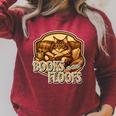 Vintage Style Maine Coon Cat Reading Books And Floofs Premium Tri-Blend Raglan Sleeve Sweatshirt Heather Dust