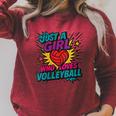 Volleyball Comic Book Art Just a Girl Who Loves Volleyball Raglan Sleeve Sweatshirt Heather Dust