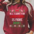 All I Want Is More Books & Reading Lover Ugly Christmas Raglan Sleeve Sweatshirt Heather Dust