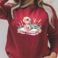 Watercolor Lizzard Reading Book Cute Kids Raglan Sleeve Sweatshirt Heather Dust