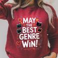 Whimsical Book Genre Battle Raglan Sleeve Sweatshirt Heather Dust