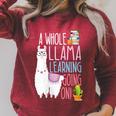 A Whole Llama Learning Going On Book Reading School Llama Raglan Sleeve Sweatshirt Heather Dust