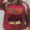 Wild About Books Booklover & Bibliophile Raglan Sleeve Sweatshirt Heather Dust