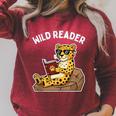 Wild Reader Cool Jaguar With Sunglasses Reading Book Kids Raglan Sleeve Sweatshirt Heather Dust