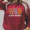Wild About Reading Book Animal Children's Book Teacher Raglan Sleeve Sweatshirt Heather Dust