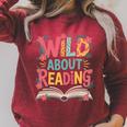 Wild About Reading Book Reading Library Writer Premium Tri-Blend Raglan Sleeve Sweatshirt Heather Dust