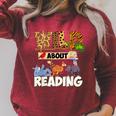 Wild About Reading Book Lover Bookworm Library Day Raglan Sleeve Sweatshirt Heather Dust