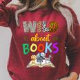 Wild About Reading Books Reader Bookworm Animals Book Lover Raglan Sleeve Sweatshirt Heather Dust