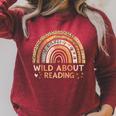 Wild About Reading Books Reader Lover Bookworm Librarian Raglan Sleeve Sweatshirt Heather Dust
