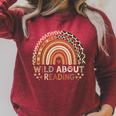 Wild About Reading Books Reader Lover Bookworm Library Day Raglan Sleeve Sweatshirt Heather Dust