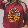 Wild About Reading Books Teacher Leopard Rainbow Men Women Kids Raglan Sleeve Sweatshirt Heather Dust Wild About Reading Books Teacher Leopard Rainbow Men Women Kids Raglan Sleeve Sweatshirt Heather Dust