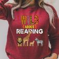 Wild About Reading Books Zoo Animals Love Book Reading Raglan Sleeve Sweatshirt Heather Dust