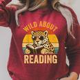 Wild About Reading Cheetah Book Leopard Print Kids Boys Girl Raglan Sleeve Sweatshirt Heather Dust Wild About Reading Cheetah Book Leopard Print Kids Boys Girl Raglan Sleeve Sweatshirt Heather Dust
