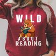 Wild About Reading Love Books Nerd Bookworm Librarian Raglan Sleeve Sweatshirt Heather Dust