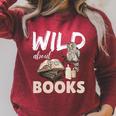 Wild About Reading Owl Wild About Books Librarian Girls Boys Premium Tri-Blend Raglan Sleeve Sweatshirt Heather Dust