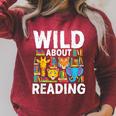 Wild About Reading Safari Animals Books Teacher Student Raglan Sleeve Sweatshirt Heather Dust Wild About Reading Safari Animals Books Teacher Student Raglan Sleeve Sweatshirt Heather Dust