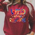 Wild About Reading Tie Dye Reading Books Raglan Sleeve Sweatshirt Heather Dust