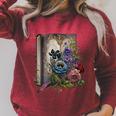 Wildflower Summer Floral Book Horror Gothic Graphic Raglan Sleeve Sweatshirt Heather Dust
