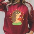 Wildlife Forest Animal Book Reading Bookworm Hedgehog Raglan Sleeve Sweatshirt Heather Dust