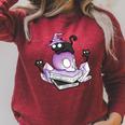 Witch Ghost Cat Skull Magic Books Raglan Sleeve Sweatshirt Heather Dust