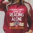 Woman Book Librarian Reading Pitbull Dog Owner Women Raglan Sleeve Sweatshirt Heather Dust