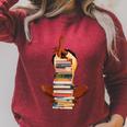 Woman And Books Stack Afro Girl Book Lover Raglan Sleeve Sweatshirt Heather Dust