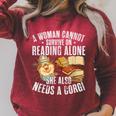 A Woman Cannot Survive On Reading Alone Corgi Book Raglan Sleeve Sweatshirt Heather Dust