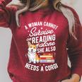 A Woman Cannot Survive On Reading Alone T Shirt Corgi Book Raglan Sleeve Sweatshirt Heather Dust
