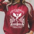 Women Dragons Bookish Fantasy Book Club Book Lover Reader Performance Raglan Sleeve Sweatshirt Heather Dust