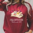 Women A New Chapter Begins Floral Book Retirement Teacher Raglan Sleeve Sweatshirt Heather Dust