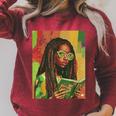 Women Reading Book Educated Black History Month Women Raglan Sleeve Sweatshirt Heather Dust