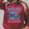 Women Retro Book Girl Summer Bookish Vacation Reader Raglan Sleeve Sweatshirt Heather Dust Women Retro Book Girl Summer Bookish Vacation Reader Raglan Sleeve Sweatshirt Heather Dust
