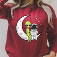 Women's Alien And Astronaut Reading On Moon Kids Sci Fi Book Raglan Sleeve Sweatshirt Heather Dust Women's Alien And Astronaut Reading On Moon Kids Sci Fi Book Raglan Sleeve Sweatshirt Heather Dust