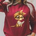 Women's Baby Lizard Small Book Reading Reptile Graphic Portrait Raglan Sleeve Sweatshirt Heather Dust