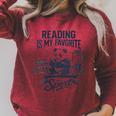 Women's Book Lover Bookish Panda Reading Is My Favorite Sport Raglan Sleeve Sweatshirt Heather Dust