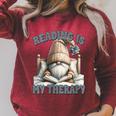 Women's Book Reader Accessories For Teacher Reading Is My Therapy Raglan Sleeve Sweatshirt Heather Dust