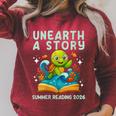 Women's Book Sea Turtle Summer Reading 2026 Unearth a Story Raglan Sleeve Sweatshirt Heather Dust Women's Book Sea Turtle Summer Reading 2026 Unearth a Story Raglan Sleeve Sweatshirt Heather Dust