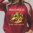Women's Booked For The Night Dragon Book Reader Raglan Sleeve Sweatshirt Heather Dust