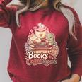 Women's Books Coffee Repeat Cute Reading Lover Raglan Sleeve Sweatshirt Heather Dust
