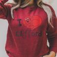 Women's Clifford The Big Red Dog I Heart Clifford Childrens Books Raglan Sleeve Sweatshirt Heather Dust
