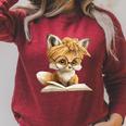 Women's Cute Fox Reading Book Lover Animal Graphic Baby Portrait Raglan Sleeve Sweatshirt Heather Dust Women's Cute Fox Reading Book Lover Animal Graphic Baby Portrait Raglan Sleeve Sweatshirt Heather Dust