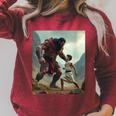 Women's David And Goliath Bible Book Of Samuel King David Raglan Sleeve Sweatshirt Heather Dust Women's David And Goliath Bible Book Of Samuel King David Raglan Sleeve Sweatshirt Heather Dust
