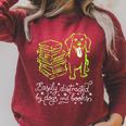 Women's Distracted By Books And Dogs Reader Graphic Raglan Sleeve Sweatshirt Heather Dust Women's Distracted By Books And Dogs Reader Graphic Raglan Sleeve Sweatshirt Heather Dust