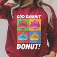 Women's Dungeon Crawler Carl God Damnit Donut Cat Pop Art Book Raglan Sleeve Sweatshirt Heather Dust Women's Dungeon Crawler Carl God Damnit Donut Cat Pop Art Book Raglan Sleeve Sweatshirt Heather Dust