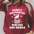 Women's Easily Distracted By Wolves And Books – Book & Wolf Lover Raglan Sleeve Sweatshirt Heather Dust Women's Easily Distracted By Wolves And Books – Book & Wolf Lover Raglan Sleeve Sweatshirt Heather Dust